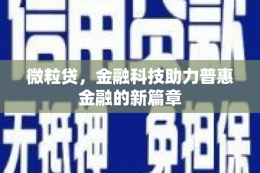 六合微粒贷，金融科技助力普惠金融的新篇章